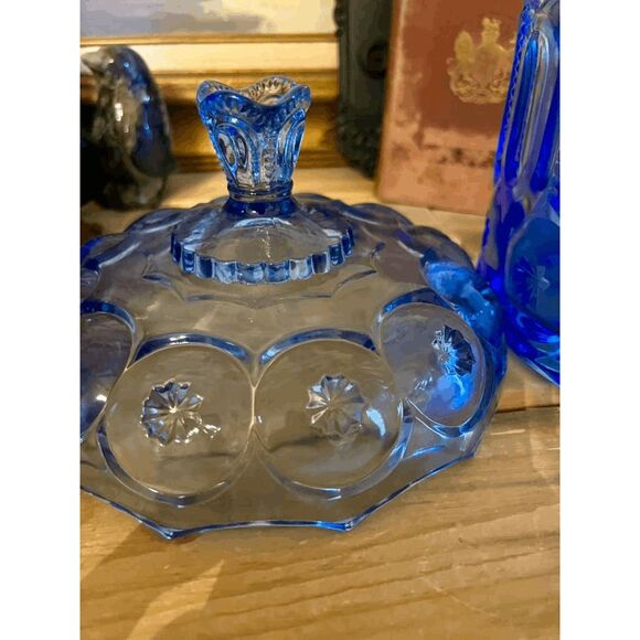 L.E. Smith Mould Weishar Moon and Star Glass Crystal Kimberlite Large Jardiniere - Picture 7 of 7